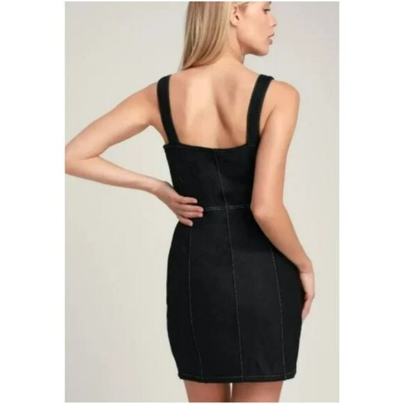 Honey Punch Black Zip-Front Bodycon Dress - Picture 2 of 16